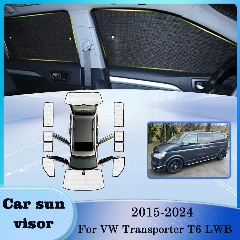 Солнцезащитные козырьки для окон VW Transporter T6 T6.1 LWB 2015-2024, авто козырек, лобовое стекло, автомобильные козырьки, внутренняя изоляция, автомобильные аксессуары