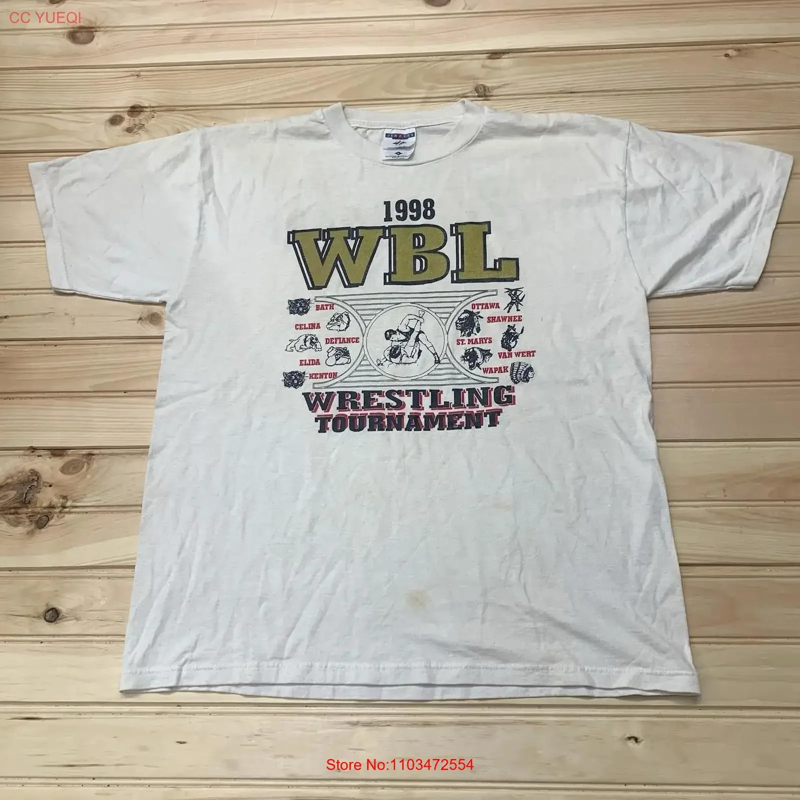 Винтажная футболка WBL Wrestling School Art Speed Out Tournamen, размер футболки, большой винтажный стираный топ для повседневной носки, мягкая графика
