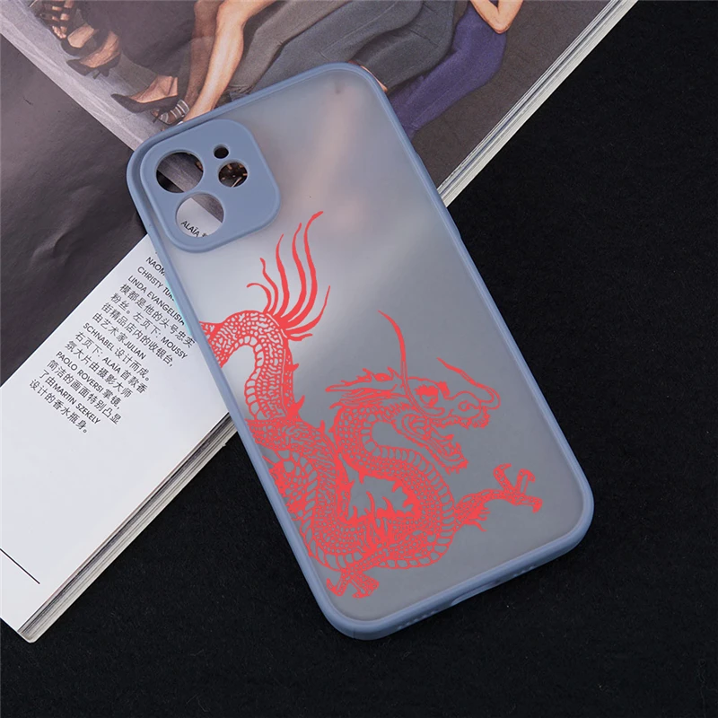 Фото Уникальный прозрачный чехол с китайским драконом для iPhone 13 12 11 14 Pro Max X XS Max SE Mini 8 7 Plus, жесткий матовый чехол-накладка для телефона №5