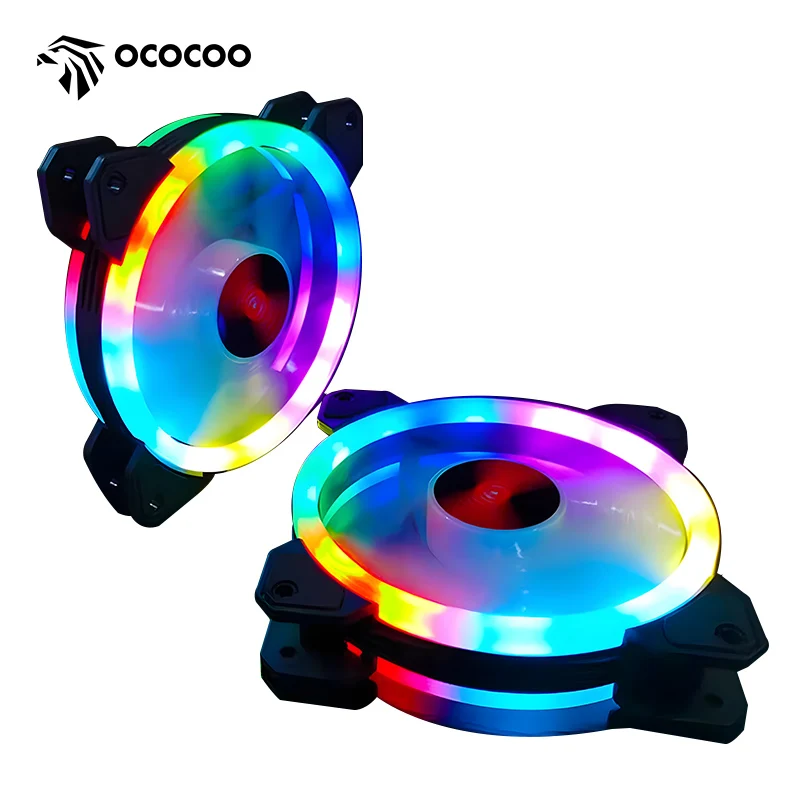 Socooler 120 мм Вентиляторы для ПК 12 В Вентилятор охлаждения RGB Двойная Апертура Вентилятор охлаждения компьютера Phantom Color Mute Для настольного компьютера Большой 4PIN