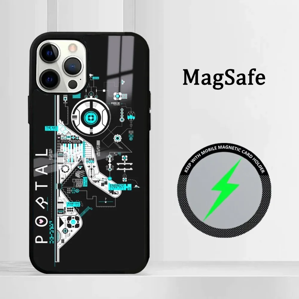 Фото Чехол для телефона P-Portal 2, игровой для IPhone 16, 15, 14, 13, 12, 11 Pro Max Plus Mini Magsafe Mirror, беспроводной магнитный чехол №4