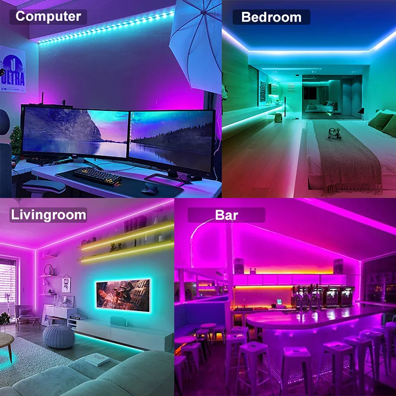 Фото WIFI APP Control USB Светодиодная лента 5 м 10 м 20 м Светодиодная лента для комнаты Luces Светодиодная лента для Alexa Домашняя комната Спальня Декор Подсветка телевизора №5