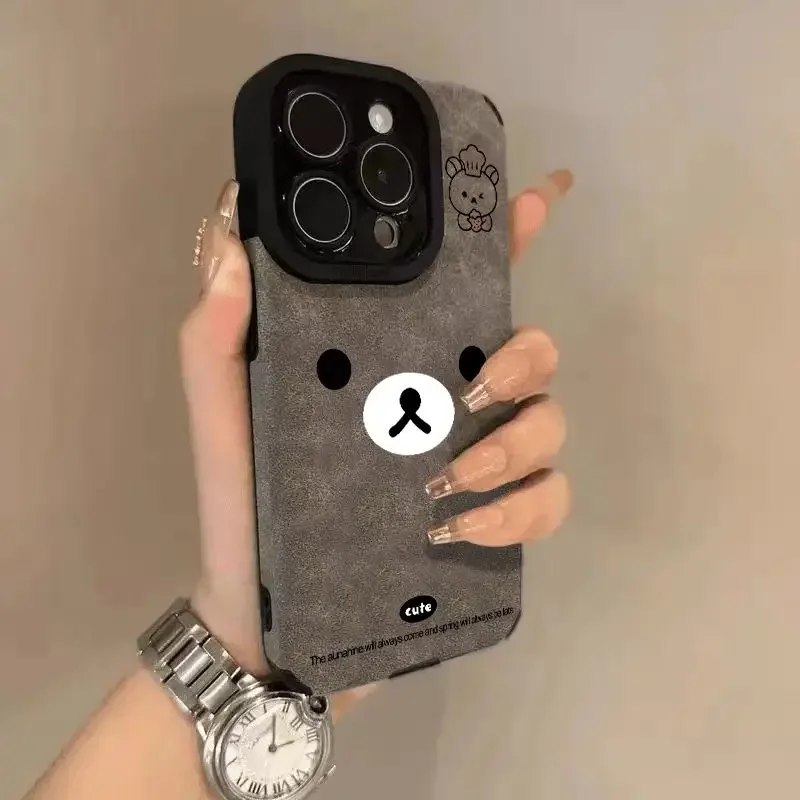 Kawaii Rilakkuma применяется к Iphone 16/15 Promax замшевый чехол для телефона аниме мультфильм 14/13/12 наборов мягких резиновых рождественских подарков игрушки