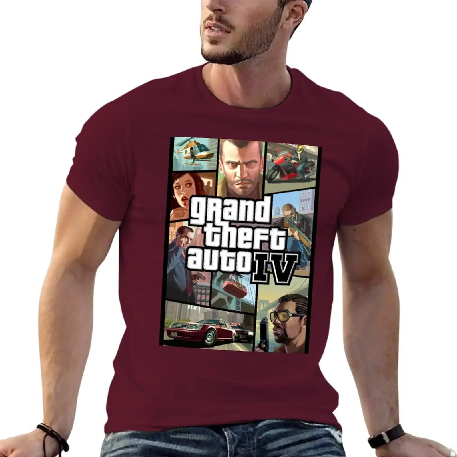 Фото Новые Топы GTA IV, толстовка, Мужская блузка с рисунком аниме, мужские тяжелые костюмы с круглым вырезом, Новое поступление, винтажные хлопковые наряды в стиле Харадзюку №2