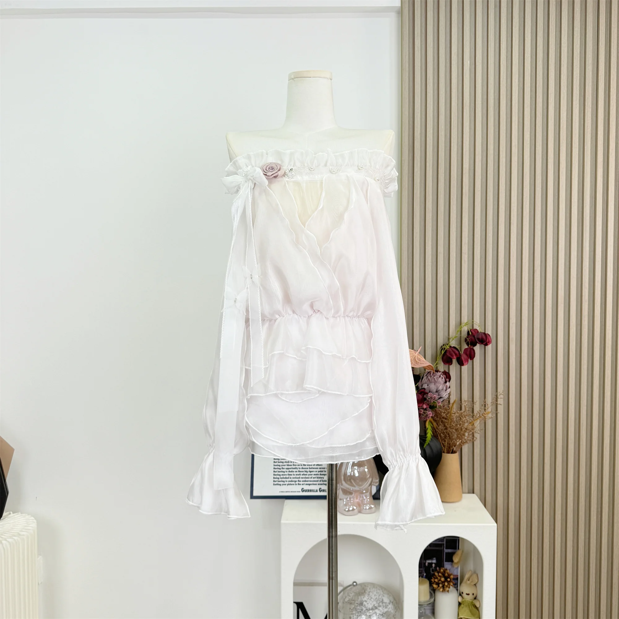 Осенняя женская кокетка Ballet Core Design 2000-х годов Эстетическая одежда Shoujo Комплект из 3 предметов Рубашка с длинными рукавами + топ-труба + мини-юбка