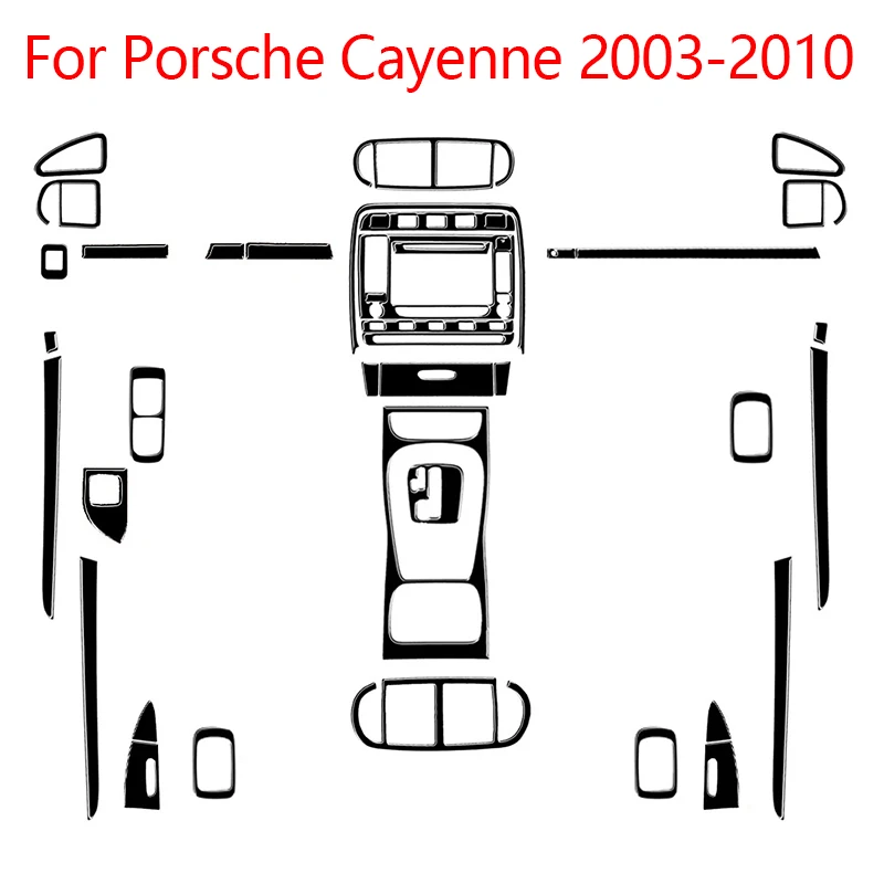 ABS фортепиано черные декоративные наклейки накладка для Porsche Cayenne Sport SUV 2003-2010, аксессуары для интерьера автомобиля