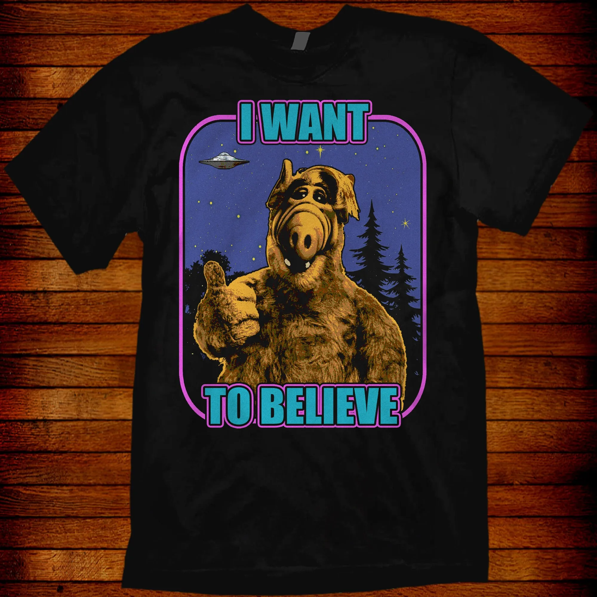Футболка Alf пародия, я хочу верить, размеры 80-х годов, размеры S M L XL 2XL 3XL 4XL 5XL, также в женской посадке