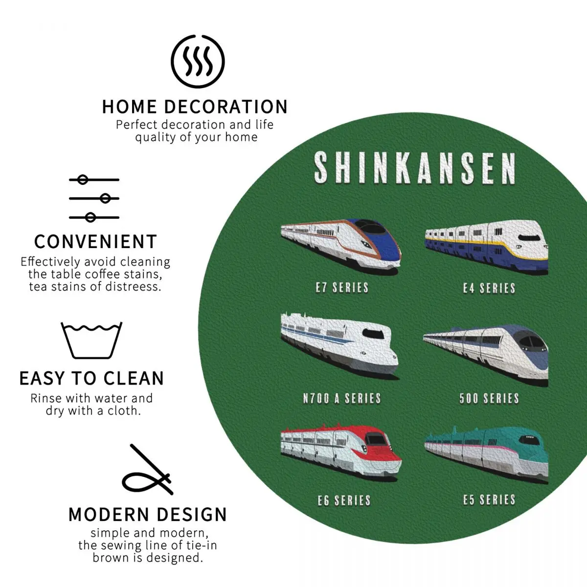 Японские поезда Shinkansen Bullet, подставки, кухонные салфетки, изоляционные коврики для чашек, кофейные коврики для декора, домашняя посуда, подушечки, набор из 4 шт.