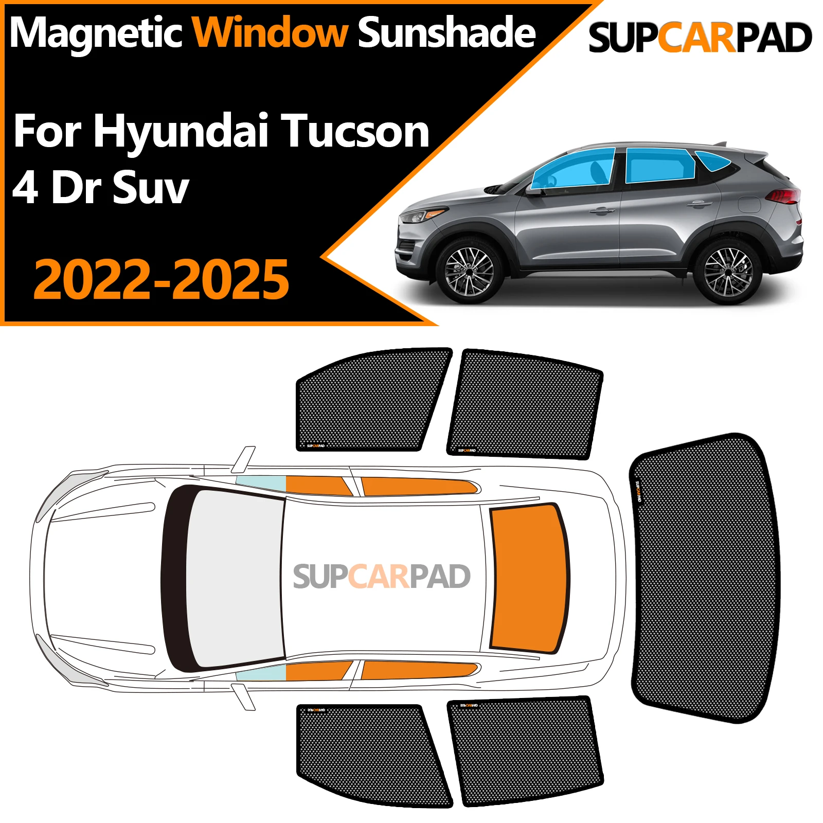 Солнцезащитный козырек на окно автомобиля на заказ для Hyundai Tucson 4 Dr Suv 2022-2025, магнитная занавеска, сетчатая передняя занавеска на лобовое стекло