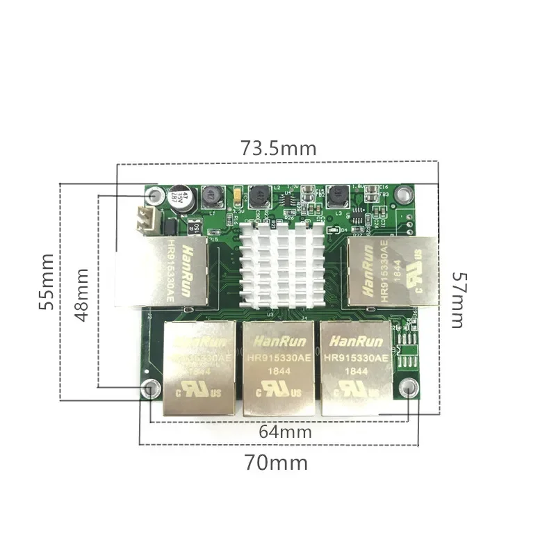 Фото Модуль промышленного коммутатора Ethernet, 5 портов, неуправляемая плата PCBA 10/100/1000 Мбит/с, OEM-порты с автоопределением, плата PCBA, материнская плата OEM №4
