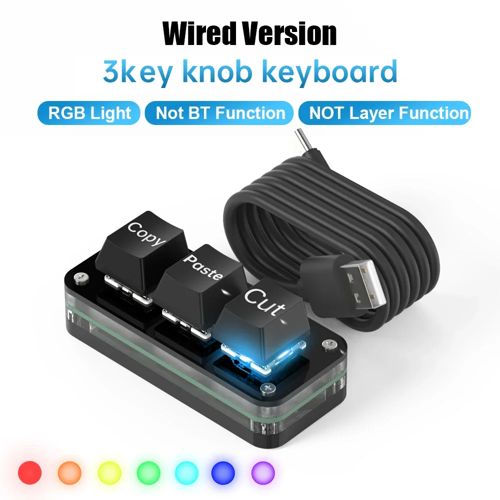 Клавиатура для программирования макросов Macropad RGB Mini с возможностью горячей замены, игровая пользовательская ручка, клавиатура, красный переключатель, 3-клавишная ручка для мультимедиа Photoshop