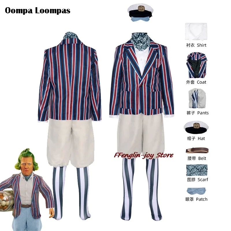Фото Willy Oompa костюм Loompas взрослые дети Willie Wonca Косплей Umpa Lumpa Костюм Фильм шоколад Wonk фабрика необычный Хэллоуин №2
