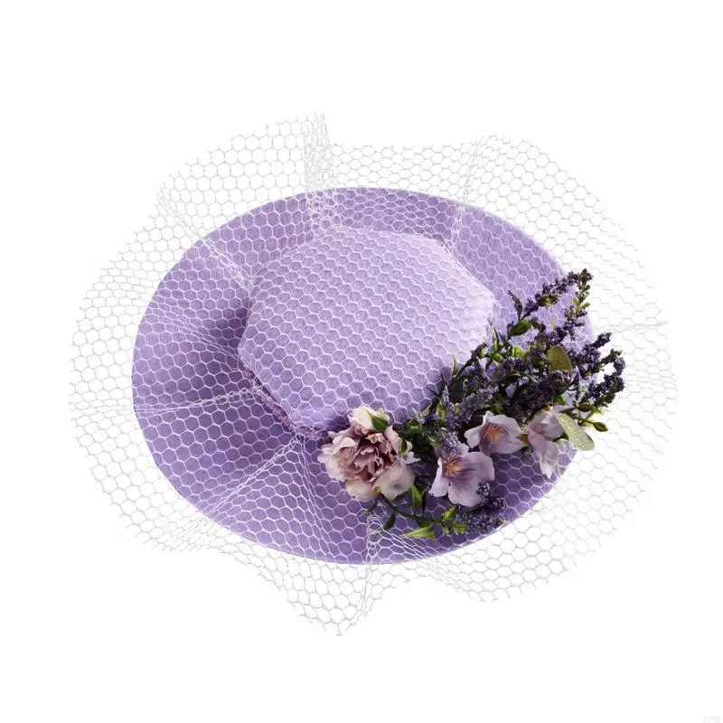 49MF Fearcinators Hat Veil Mesh Plat Top Hat для Clip Clip Cheongsam Headwear для P