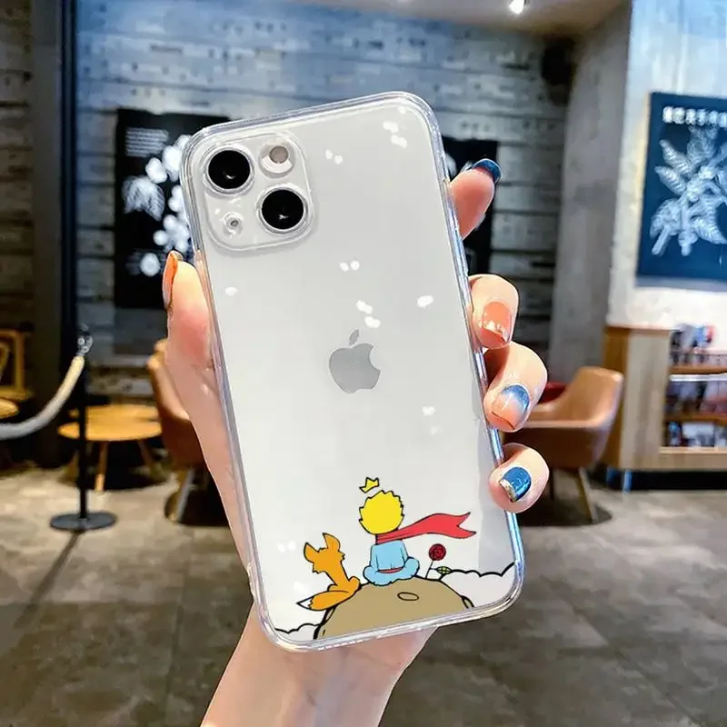 Прозрачный чехол для телефона с рисунком Маленького принца для iPhone 14 13 12 11 15 16 Pro Max 13Mini X XR XS Max 15 Plus, прозрачные чехлы Fundas