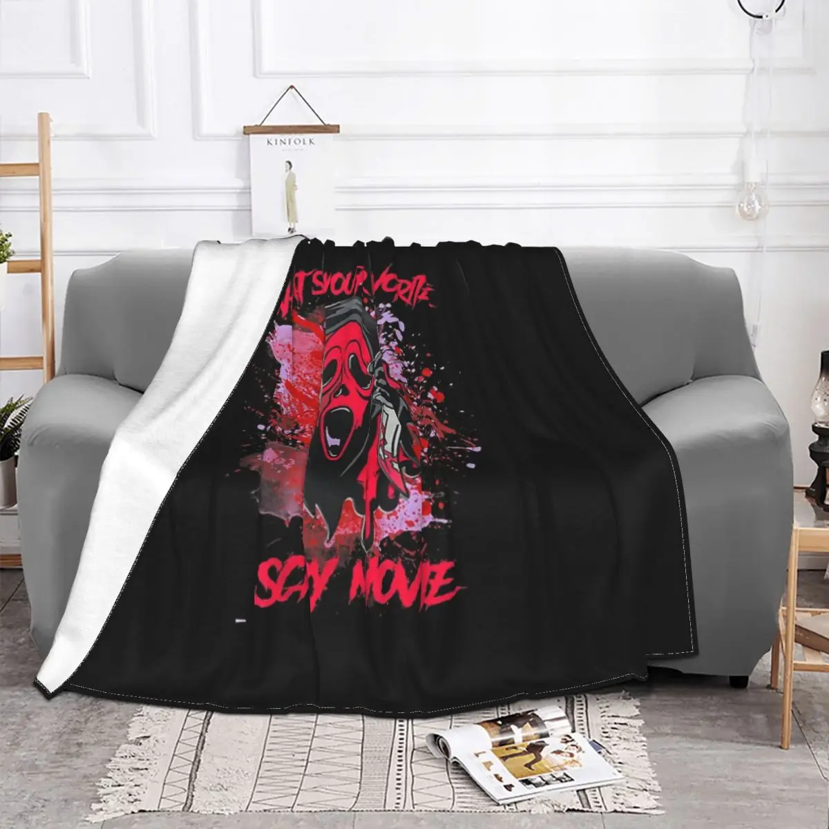 Фото Ghostface Scream Хэллоуин Что своего любимого страшного фильма Одеяло Покрывало на кровать Мягкое одеяло для кровати №3