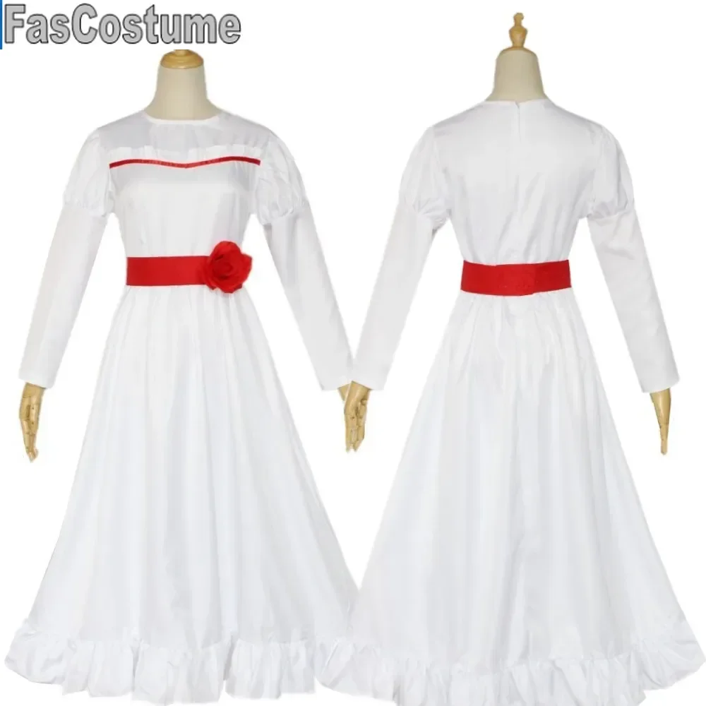 FasCostumeTerrifying Bride's Chachi Annabelle Косплей Костюм Парик Примотка Кукла Маска Женщина Девушка Злой Хэллоуин Костюм Ужаса