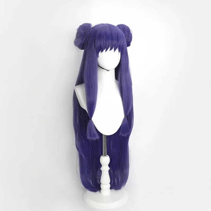 2025 22, аниме 1/2 шампунь, парик для косплея, Ranma Nibun-no-Ichi, фиолетовые длинные булочки, термостойкие синтетические реквизиты для волос