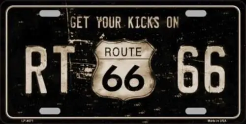 Route 66, металлическая жестяная рамка номерного знака Get Your Kicks для автомобиля и грузовика