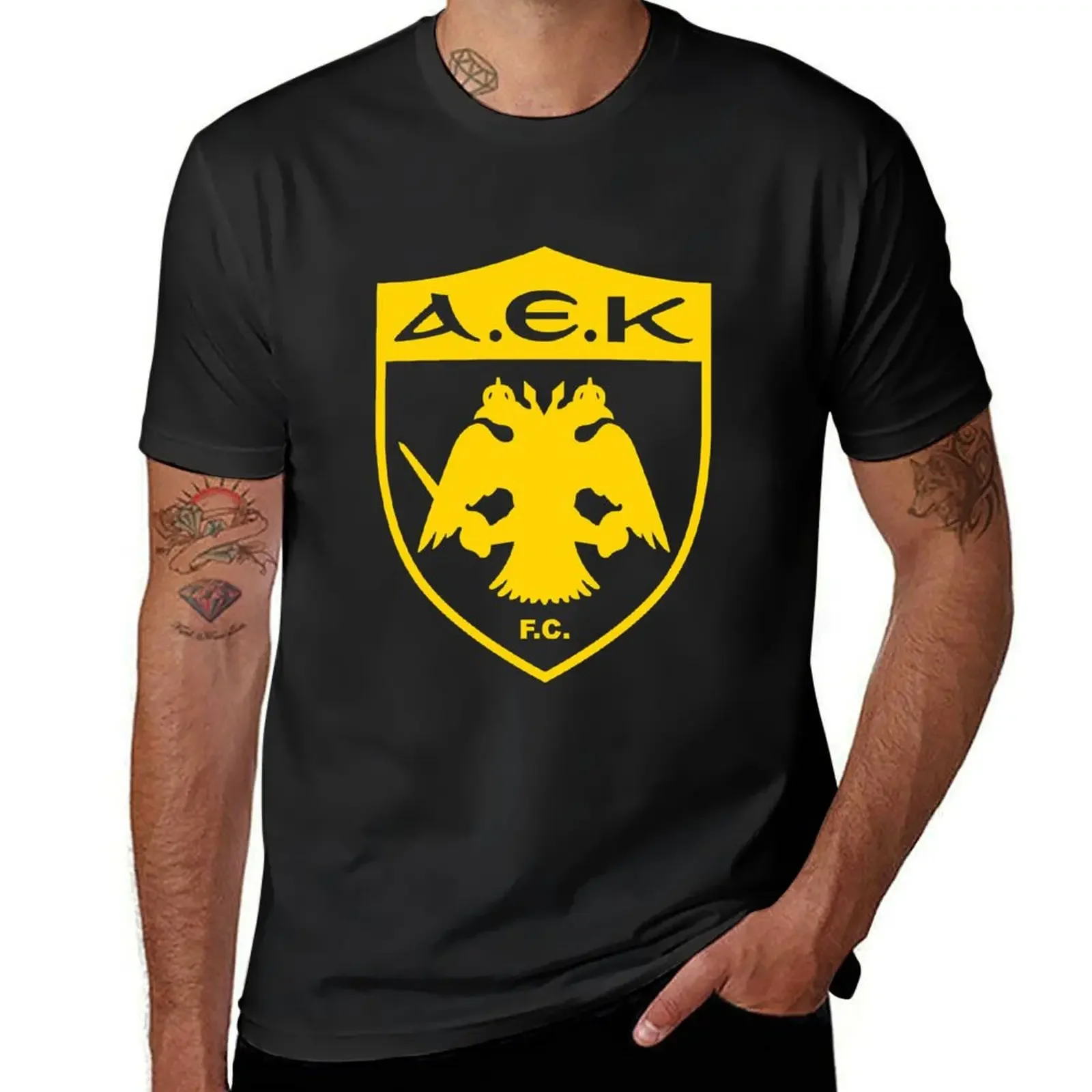 Классическая футболка с логотипом FOOTBALL-AEK ATHENS, великолепные футболки, персонализированные подарки для парня, мужская футболка