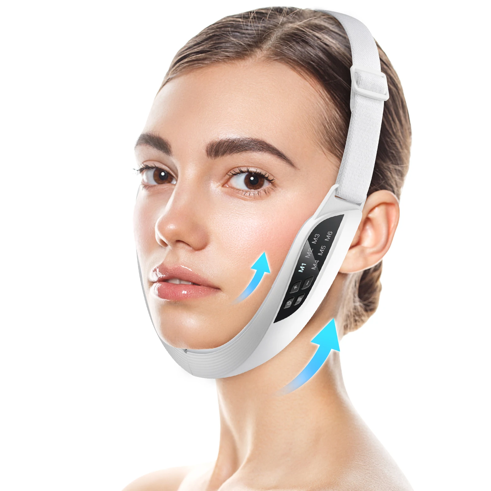 Электрический V-Face Lifter EMS Массажный пояс для лица Средство для удаления двойного подбородка Светодиодный 6-режимный светодиодный лифтинг кожи лица Укрепляющее косметическое устройство