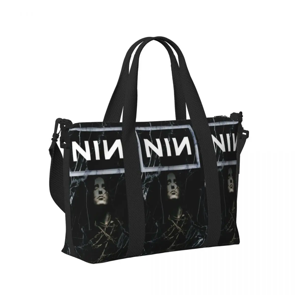 NIN Nine Inch Naills Rock Band Пляжная дорожная сумка Большая вместительная сумка-тоут для тренажерного зала Йога Женская дорожная сумка для покупок Багаж и сумки