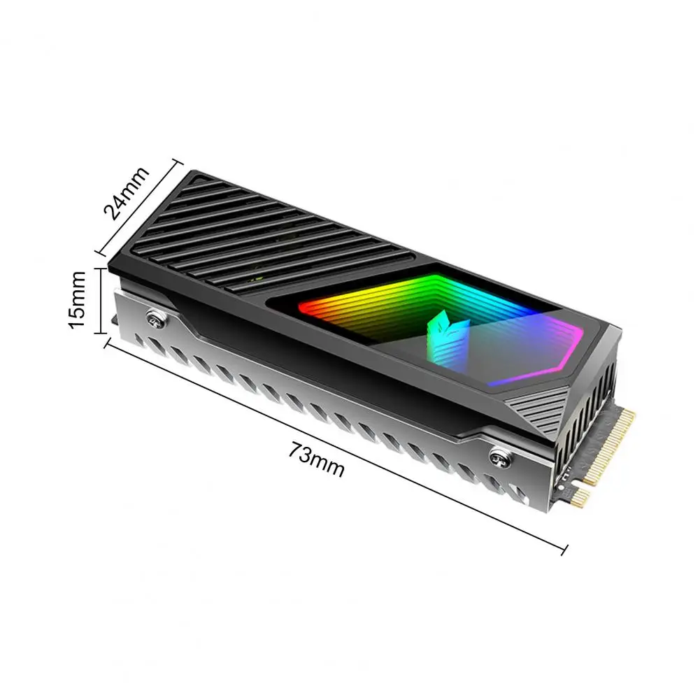 Радиатор SSD M.2 2280 SSD Радиатор из алюминиевого сплава с термосиликоновой прокладкой 5 В 3-контактный ARGB SSD-кулер Встроенный вентилятор Радиатор M.2 (art.: 3920cfd7fd1a4) - 3920cfd7fd1a4