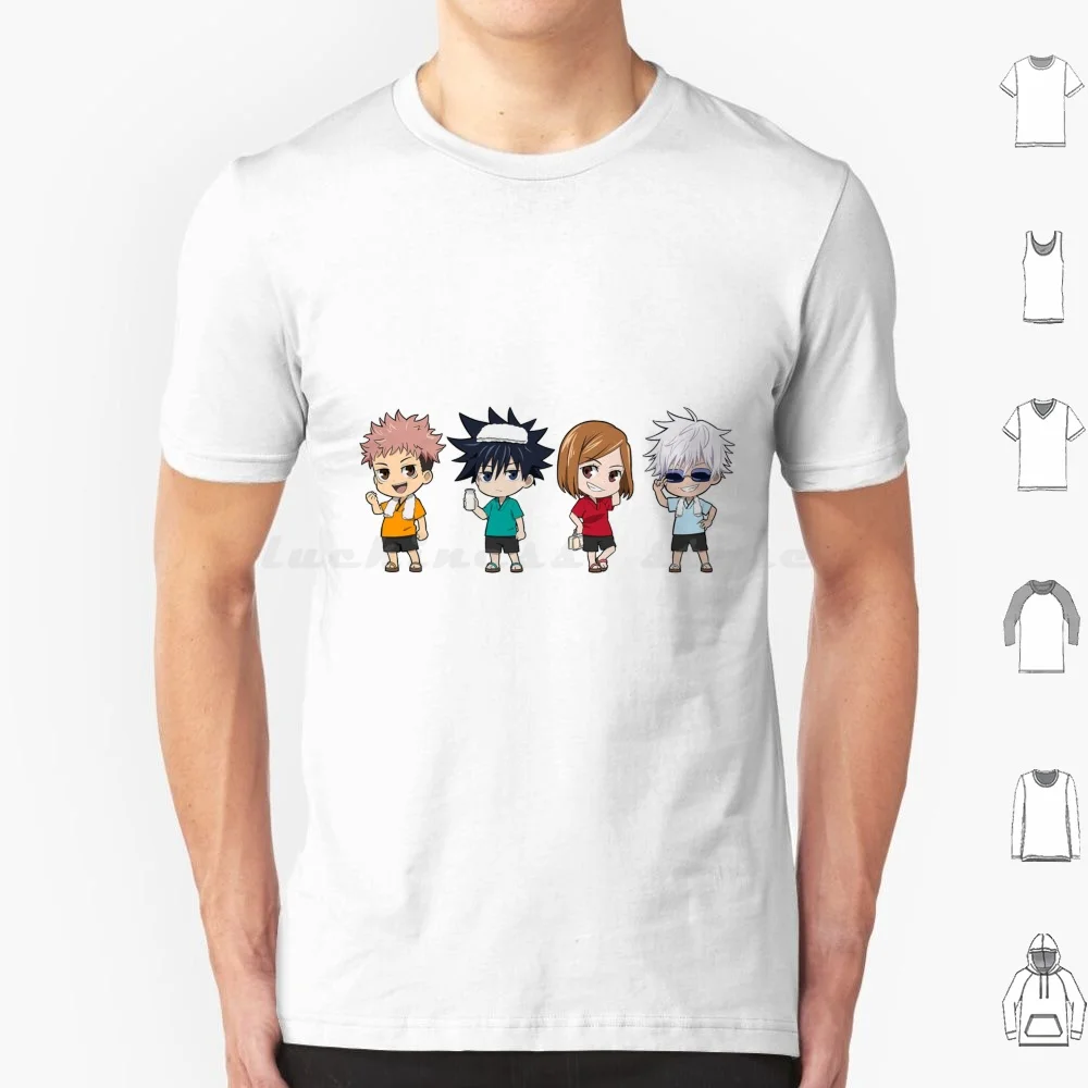 Хлопковая футболка с принтом отряда Chibi, крутая футболка 6Xl, джутитусу, кайсен, манга, аниме Jjk, Sukuna, Gojo, Megumi, Satoru, Gojo, Fushiguro, juютсу, juюттусу