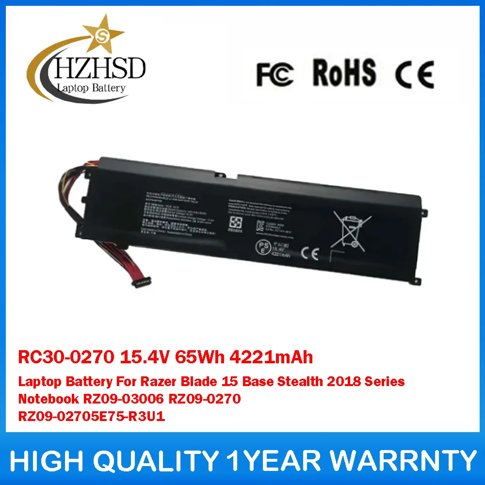 RC30-0270 15,4 В 65 Втч 4221 мАч Аккумулятор для ноутбука Razer Blade 15 Base Stealth 2018 Series RZ09-03006 RZ09-0270 RZ09-02705E75-R3U1