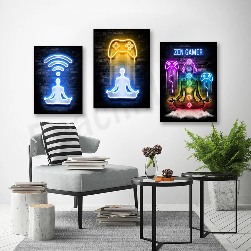 Фото Картинки на холсте Zen Gamer, картины с цитатами геймера, настенный художественный постер, декор для спальни для девочек №2