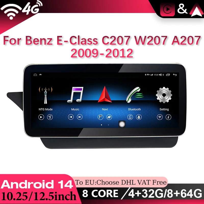 Автомобильный радиоприемник Android 14 для Mercedes Benz E Coupe C207 A207 навигация 8-ядерный стерео мультимедийный автомобильный видеоплеер Bluetooth экран