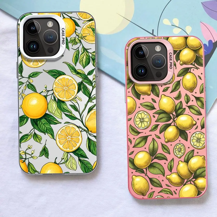 Фото Case for iPhone 12 15 Plus 14 XR XS 17Air 16e 11 13 16 17 Pro Max Back Phone Cover Cartoon Lemon Pattern №2