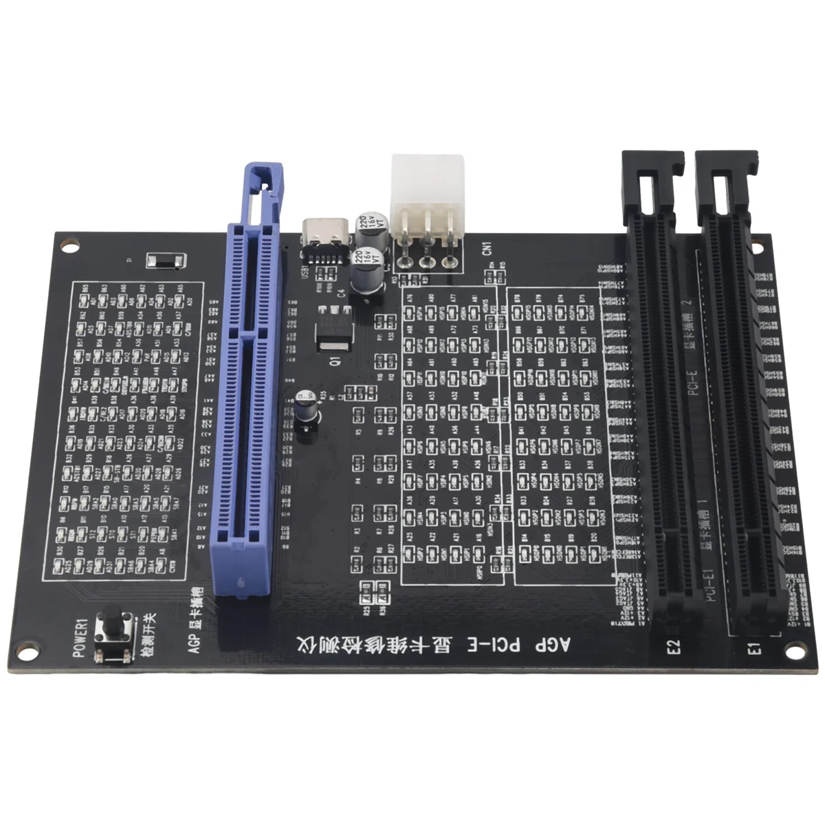 Фото AGP PCI-E X16 Тестер розеток двойного назначения Дисплей Образображение Тестер видеокарты Инструмент диагностики видеокарты №2
