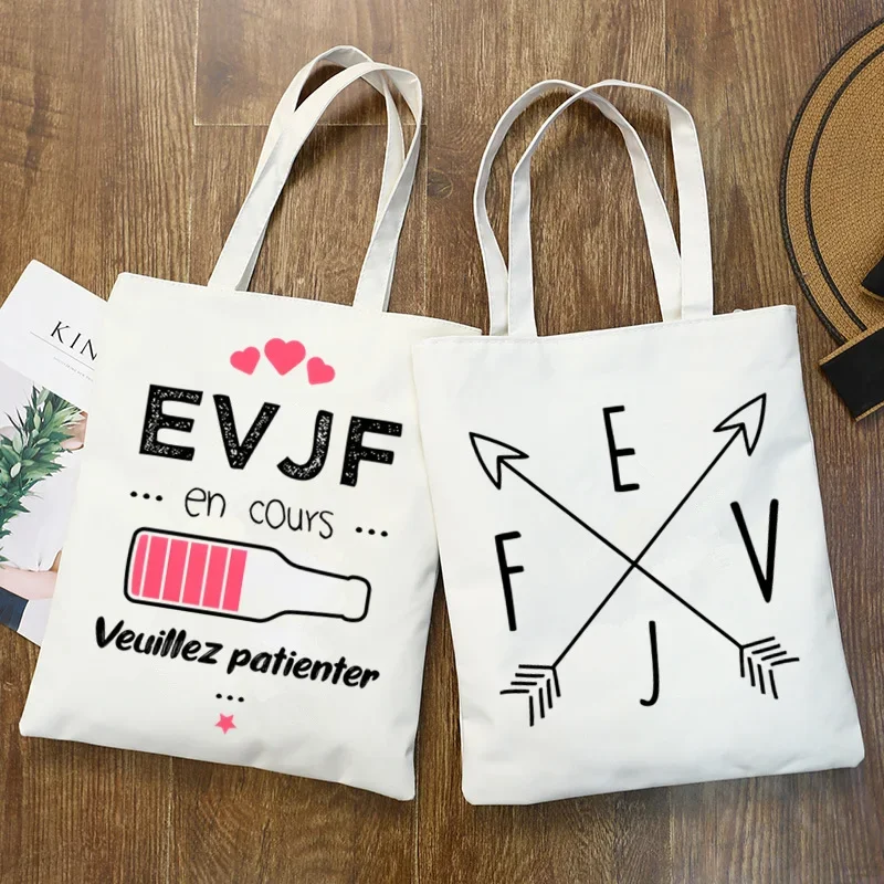 Фото Вечеринка Evjf Future Mariee Большая сумка Унисекс Холщовые сумки Сумки для покупок Повседневная сумка на плечо с принтом Складная №5