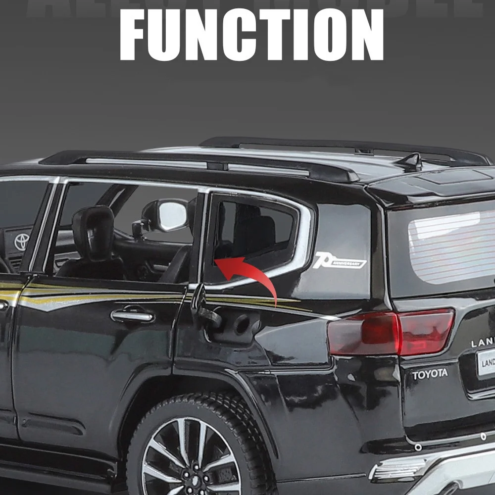 Фото 1/24 Toyota Land Cruiser LC300 SUV, модель автомобиля из сплава, литой под давлением металлический внедорожник, модель автомобиля, звук, свет, имитация, детская игрушка в подарок №5