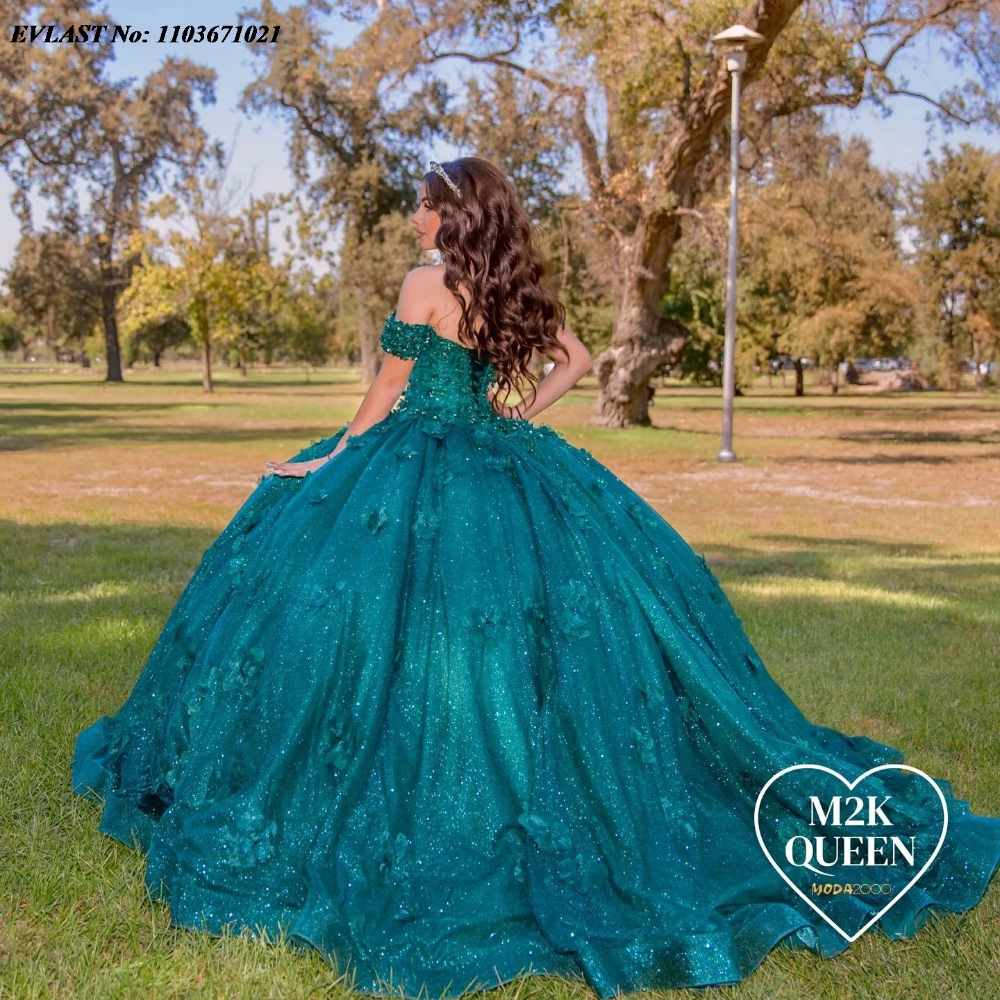 Фото EVLAST индивидуальное зеленое платье Quinceanera, бальное платье, блестящие 3D цветы, аппликация, корсет с бисером, Sweet 16, Vestidos De 15 Anos SQ466 №2