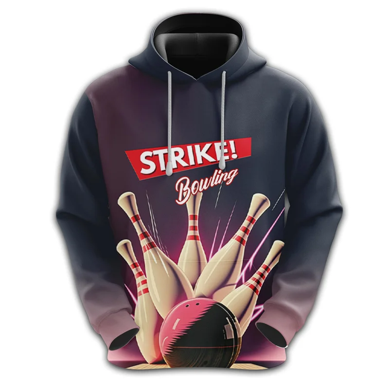 Strike Bowling Graphic Sweatshirts Fashion Game Club Hoodies For Men Clothes Harajuku Fashion Sport Long Sleeve Hoodie Tracksuit