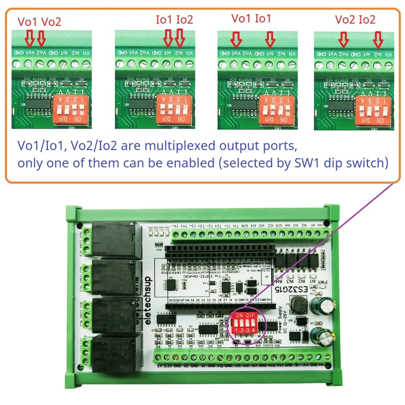 Фото Базовая пластина ESP32-DevKitC NTC AI AO DI DO Многофункциональная макетная плата WIFI RS485 Плата дистанционного управления ввода-вывода для Arduino PLC №2