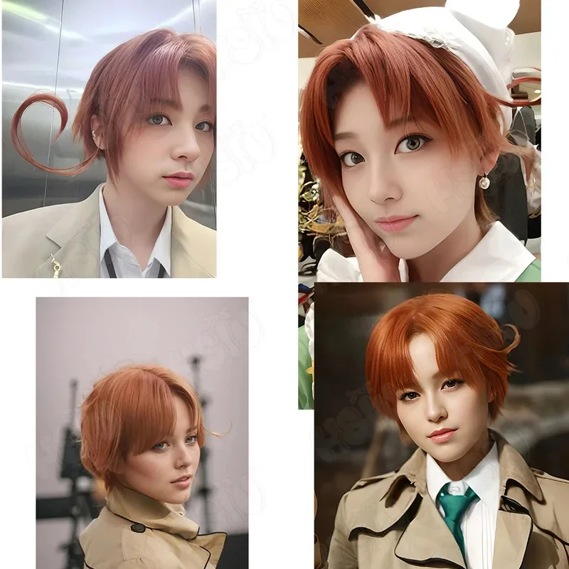 Фото Axis Powers Hetalia Италия косплей парик HSIU красновато-коричневые короткие волосы термостойкий синтетический парик аниме Axis Powers косплей парик №2