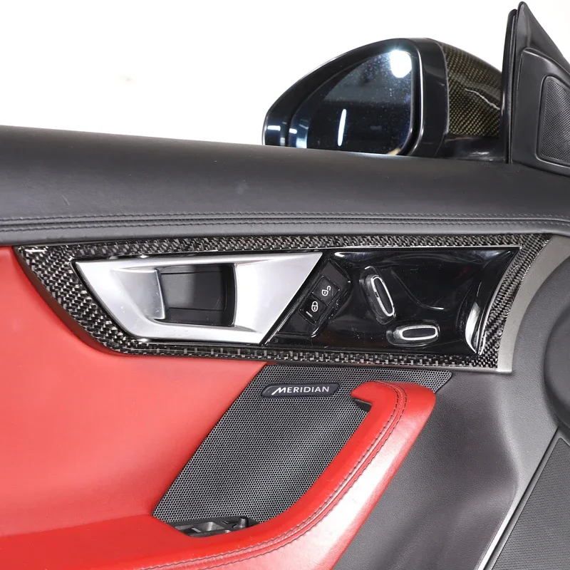Фото Для Jaguar F-TYPE F Тип 2013-2022 Мягкое углеродное волокно Интерьер автомобиля Ручка Рамка Крышка Наклейка Автомобильные аксессуары Интерьер №3