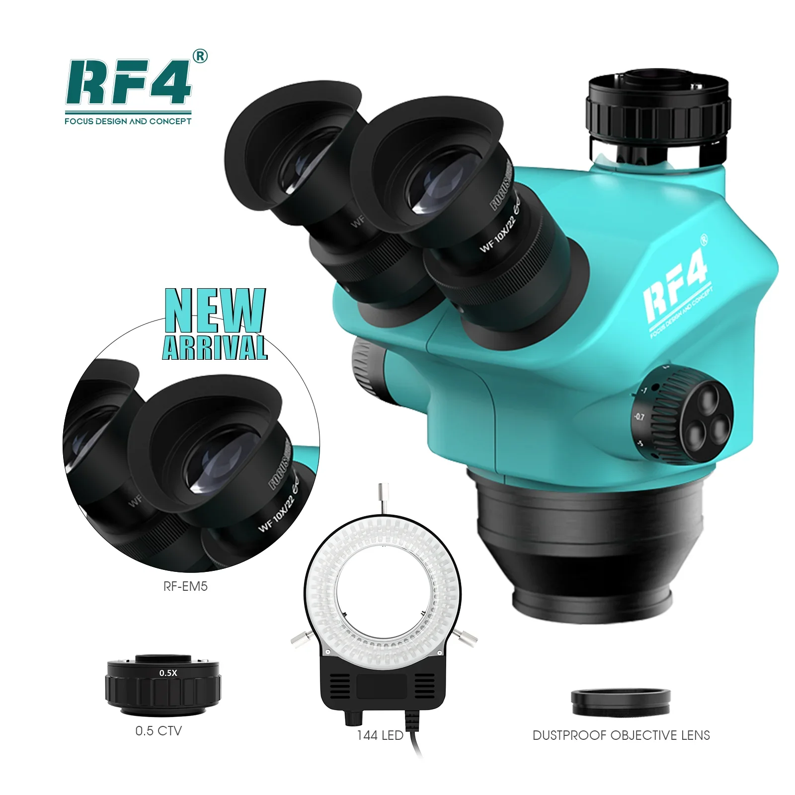 Микроскоп RF4 nuovo trinoculare testa 7-50X Stereo WF10X/22 мм