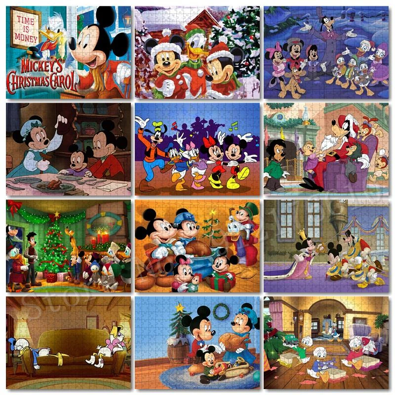 Рождественский Пазл «Микки Маус» Disney, креативная Рождественская елка, время, деньги, Вдохновляющие изображения, 300/500/1000 штук, пазлы