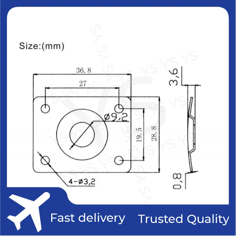 Фото Цилиндр Placa Conector Retangular Curvada Metal, 1/4 дюйма, пара гитарных элеристой Cromada. №2