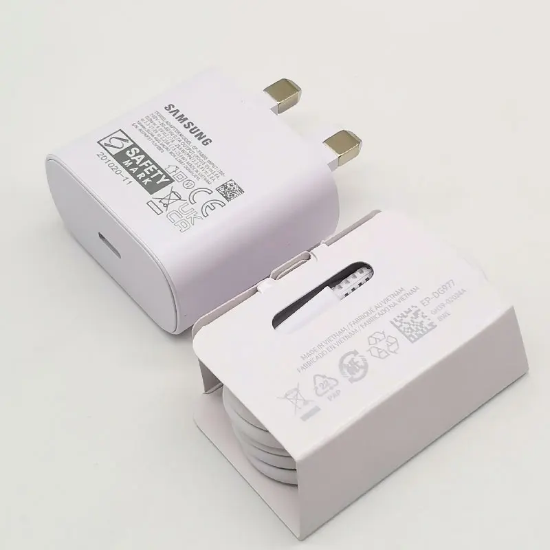 Для Samsung 25 Вт UK Plug Super Fast Charge Charger Adapter TypeC Кабель для Galaxy Z Flip Fold 6 5 4 3 2 S20 S21 S22 S23 S24 Ultra