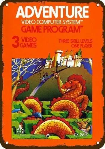 1p,1979 Видеоигра ADVENTURE Vintage Look ** ДЕКОРАТИВНАЯ РЕПЛИКА МЕТАЛЛИЧЕСКАЯ ВИНАЧКА **