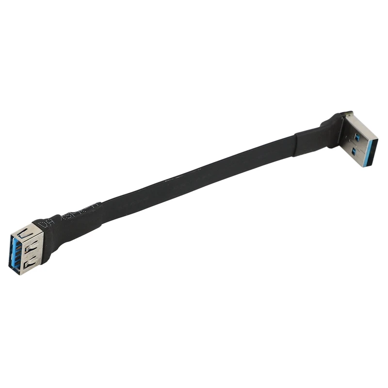 3x USB 3,0 плоский Удлинительный кабель USB штекер-гнездо Кабель для передачи данных под прямым углом 90 градусов USB3.0 Удлинительный шнур, 10 см