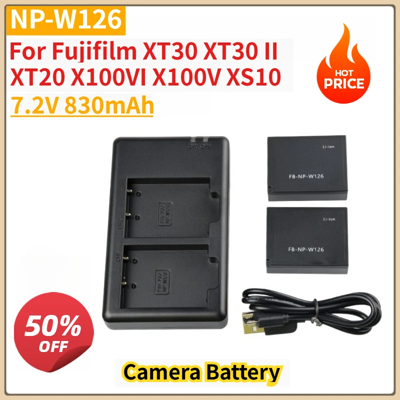 Новый сменный аккумулятор для камеры NP-W126 NP-W126S 7,2 В 830 мАч и зарядное устройство для Fujifilm XT30 XT30 II XT20 X100VI X100V XS10