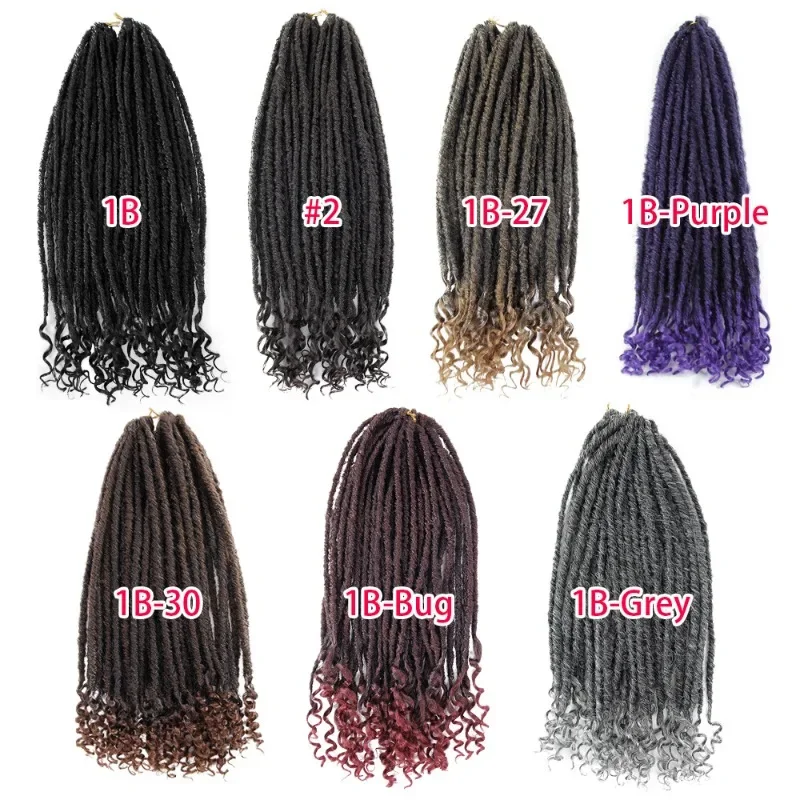 Вязаные крючком волосы Goddess Faux Locs 18-дюймовые вязанные крючком плетеные волосы с вьющимися концами Синтетические речные предварительно заплетенные крючком наращивание волос (art.: 3920cb08943d2) - 3920cb08943d2
