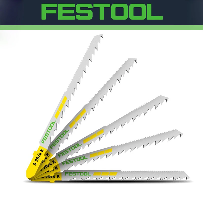 FESTOOL 204265   Полотно для лобзика S 75/4 K/5 Curve Cuts Wood, 5 предметов, с двойным зубом, многофункциональные инструменты для резки, аксессуары