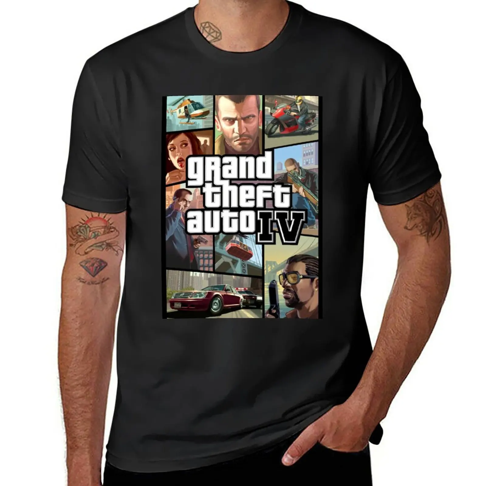 Новая быстросохнущая футболка GTA футболка IV, рубашка с принтом животных для мальчиков, блузка, футболки большого размера, мужская одежда