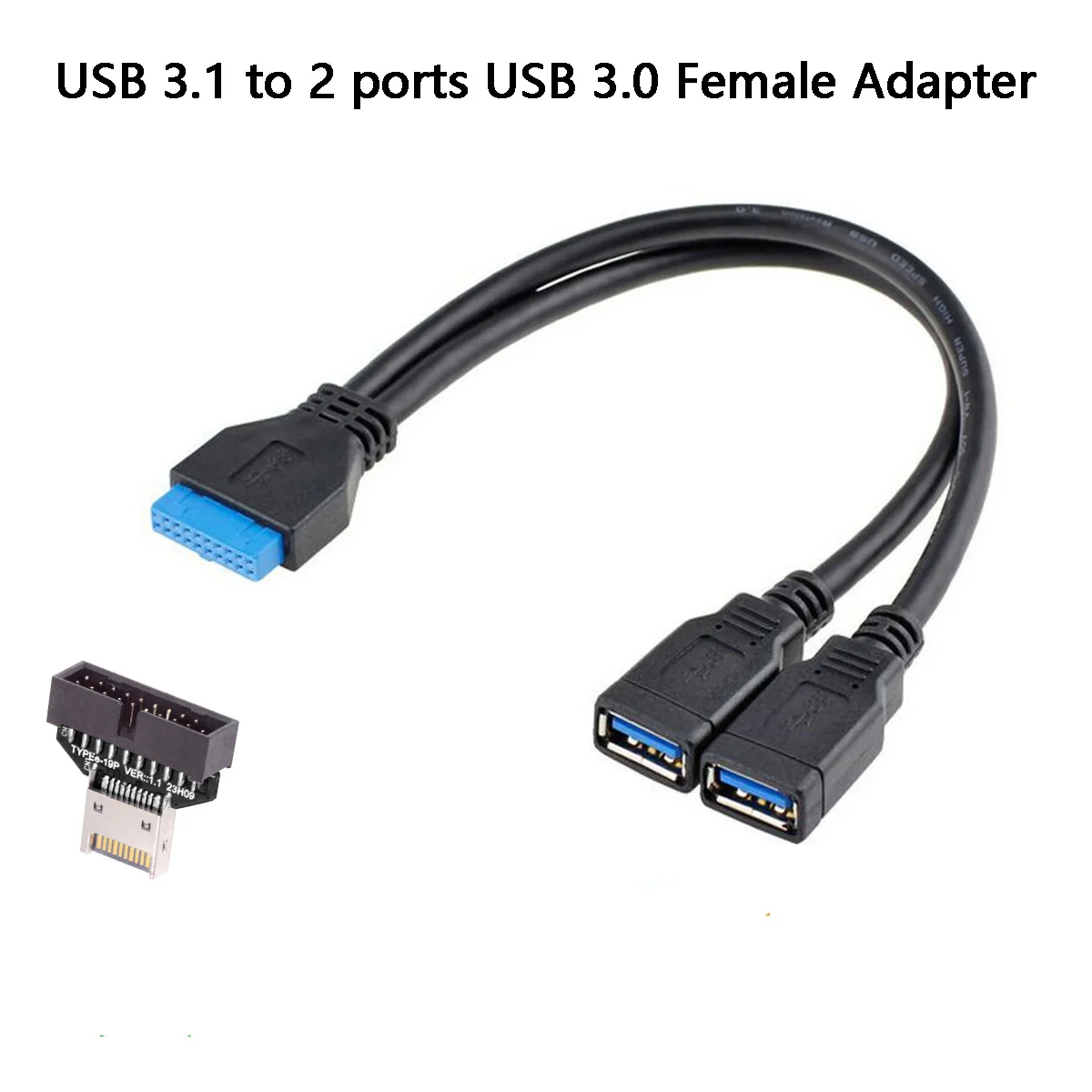 Кабель-адаптер USB3.1 Type-E с разъемом IDC USB 3.1 на разъем передней панели на 2 порта USB 3.0, гнездовой адаптер для материнской платы PCBA 20 см